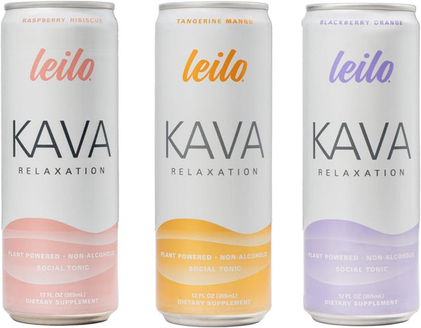 Leilo | Kava Powered Sparkling Relaxation Drink | Classic Variety-Pack - Includes: