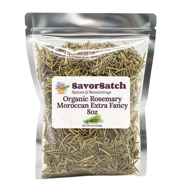 SavorSatch Rosemary Moroccan Extra Fancy - 8oz Resealable Pouch | Organic, Allergen-Free, Non-GMO,