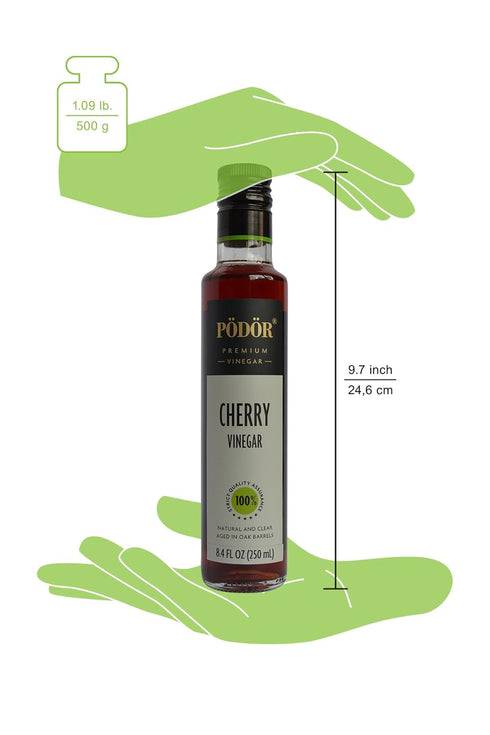 8.4 Oz. 100% PDR Premium Cherry Vinegar - fl. - Natural, Aged in Oak Barrels, Fermented, Unfiltered, Vegan