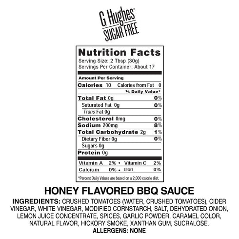 G Hughes Sugar Free Honey BBQ Sauce for Flavor Lovers