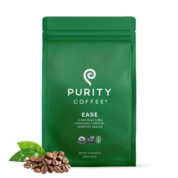 Purity Coffee EASE Low Acid Dark Roast Whole Bean (12oz Bag) |