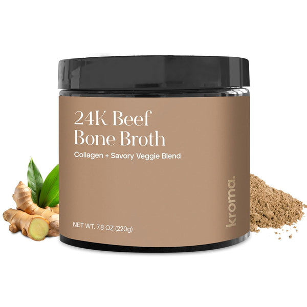 Kroma 24K Beef Bone Broth Powder - 10 Servings Jar, 7.8 Oz