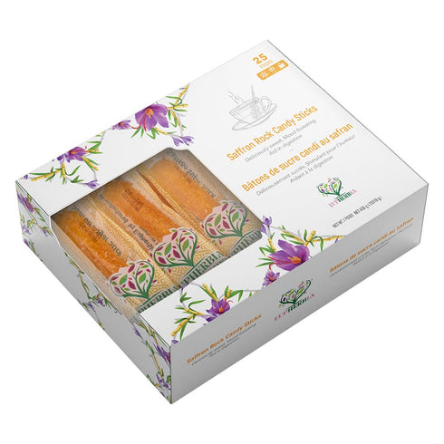 EUPHERBIA Saffron Rock Candy Sticks, 25 Pack, Pure Crystalline Elegance, Handcrafted Sweetness,
