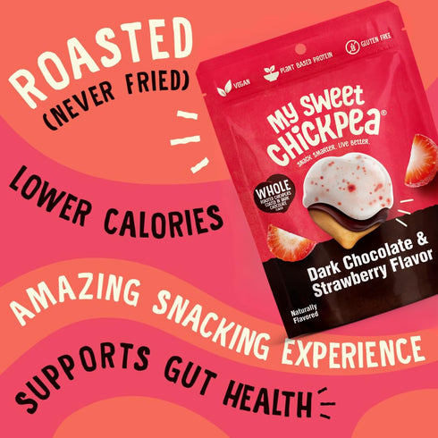 My Sweet Chickpea (2x5oz). Dark Chocolate & Strawberry Flavor Covered Chickpeas Crunchy & Light Sweet Snack
