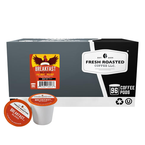 Fresh Roasted Coffee, Breakfast Blend Coffee Pods, Light Roast, 96 CT Loose