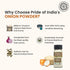 PACK 6 1.7 oz. Pride of India - of - Onion Fine Ground Gourmet Spice for Cooking Pantry Essential Adds Flavor