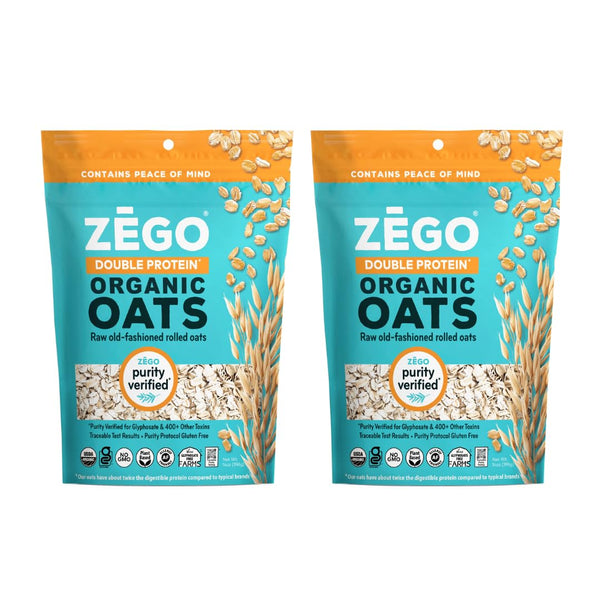 ZEGO Double Protein Raw Oats, Organic, Purity Protocol Gluten Free, GIyphosate Free,