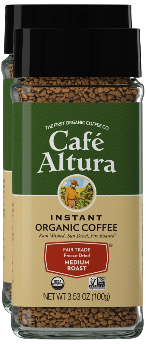 Cafe Altura Freeze Dried Instant Organic Coffee, 3.53 oz Jar (Pack Of