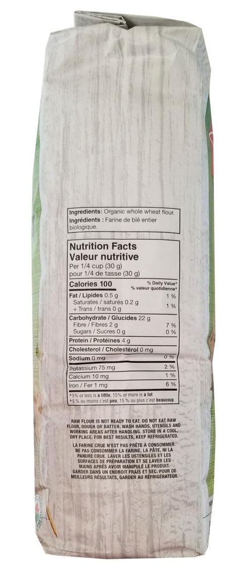 Loblaws Inc. 2.5kg/5.5 lbs. President's Choice Organics Whole Wheat Flour Bag (Imported from Canada)
