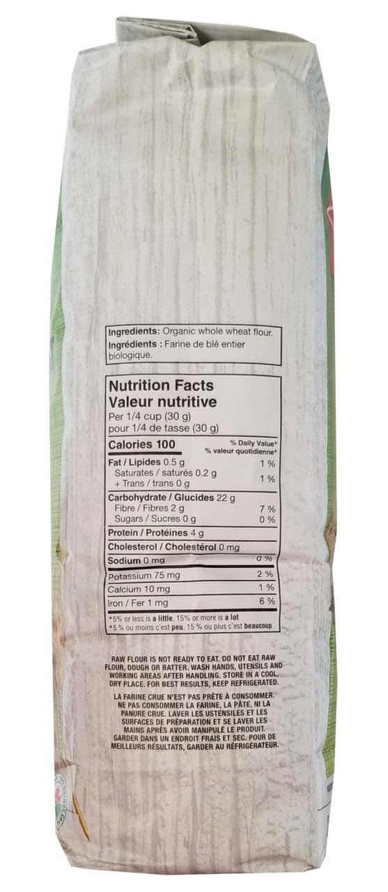 Loblaws Inc. 2.5kg/5.5 lbs. President's Choice Organics Whole Wheat Flour Bag (Imported from Canada)