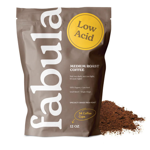 Fabula Low Acid Coffee, USDA Organic Ground Coffee Medium Roast - Non