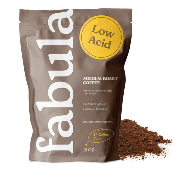 Fabula Low Acid Coffee, USDA Organic Ground Coffee Medium Roast - Non
