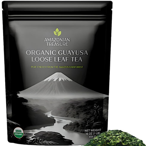 Amazonian Treasure Organic Guayusa Loose Leaf Tea, 16 OZ (1LB), Smooth Energy