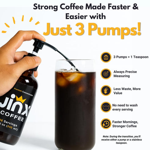 Jinx Coffee 50x 48 Concentrate Stronger Cold Brew Coffee | Strong Caffeine Concentrated Liquid, Perfect for Instant Hot