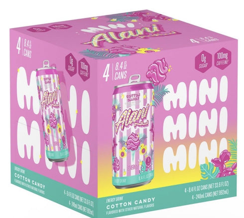 Generic (4 Pack) 8 oz Energy Drinks Cotton Candy Alani, limited edition fl cans, mini cans