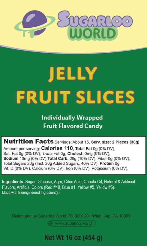 16 oz Fruit Slices Jelly Candy, Assorted Flavors, Soft Fruit Jelly, Individually Wrapped Perfect for Sharing, Candy