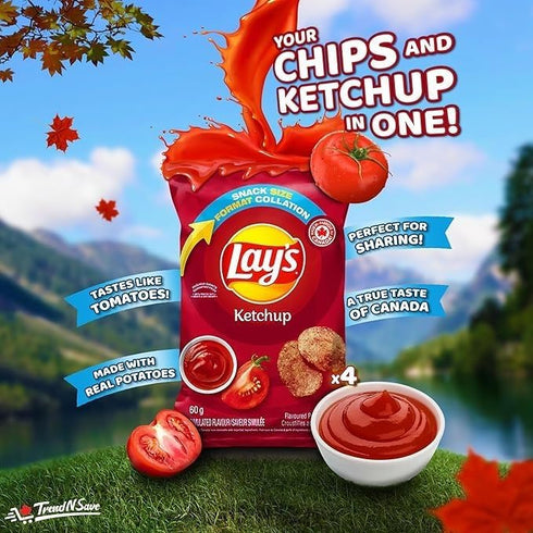 60g/2.1 oz (Pack 4) Lay's Ketchup Flavoured Potato Chips, of Shipped from Canada