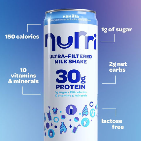 Generic Pack 9 (3 3 3 Pack Nurri Ultra Filtered Milk Shake Sampler Ready-to-Drink Cans Vanilla, Strawberry, Chocolate)