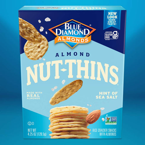 4.25 Oz (Pack 6) Blue Diamond Almonds Nut Thins Gluten Free Cracker Crisps, Hint of Sea Salt, Boxes