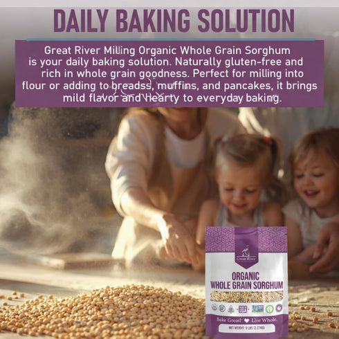5 Lb Great River Milling Whole Grain Sorghum | High-Protein Ancient Grain | Non-GMO, Kosher Certified | Ideal