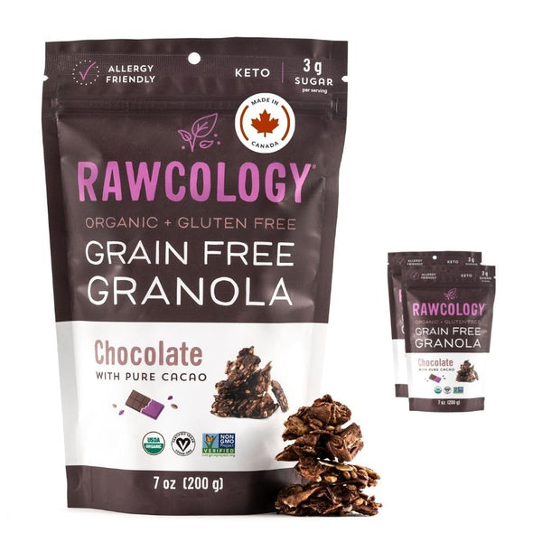 Rawcology Organic, Keto, Grain Free Raw Crunch Granola - Chocolate with Raw