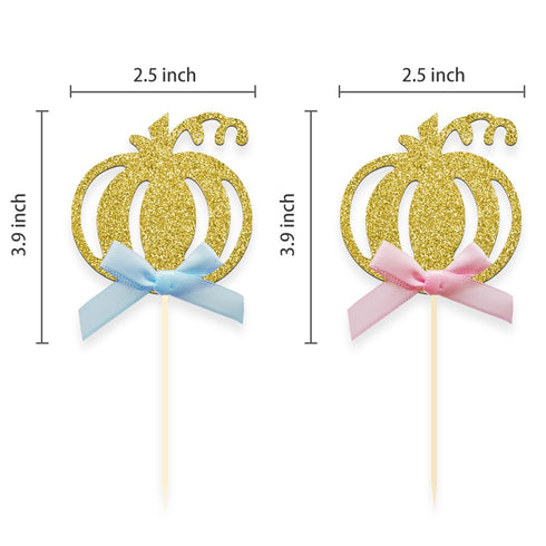 24pcs Pumpkin Gender Reveal Cupcake Toppers, Baby Shower Girl or Boy Party Decorations Supplies, Pumpkin Food Pick