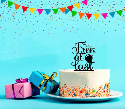 Free At Last Cake Topper - Divorce/Break-up Party Decoration - Finally Done Cake Topper for Bachelor Party
