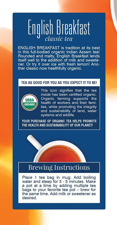 25-count Pack 6 Davidson's Organics, English Breakfast, Tea Bags
