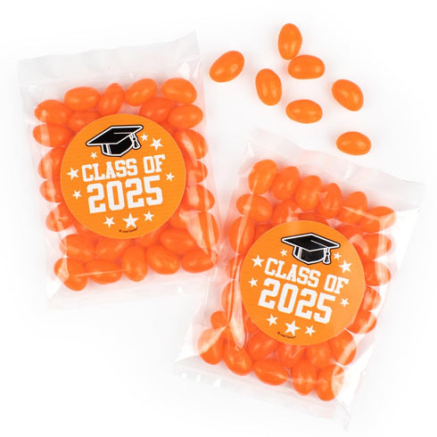 Orange Graduation Candy Bag with Jelly Beans 10 Pack - Hats Off!