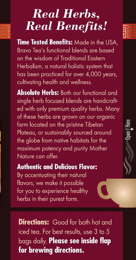 6 20 6 count Bravo Tea Mushroom Defense Herbal Tea, Caffeine Free Tea Bags