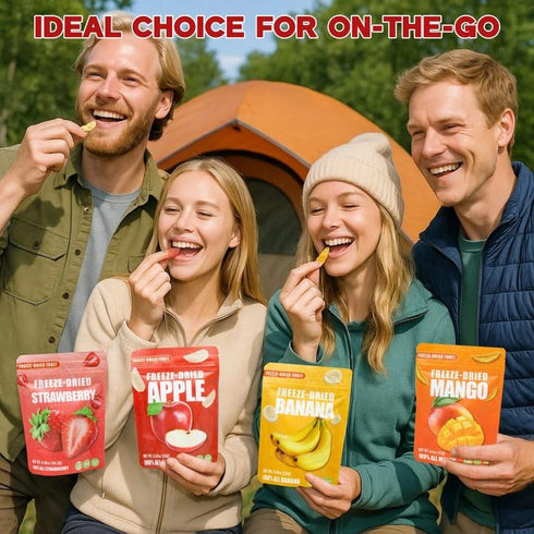 Egcina Pack 8 (4.65oz/132g) Large Freeze Dried Fruit Snacks Variety - Single Bags with Apple, Mango, Strawberry, Banana