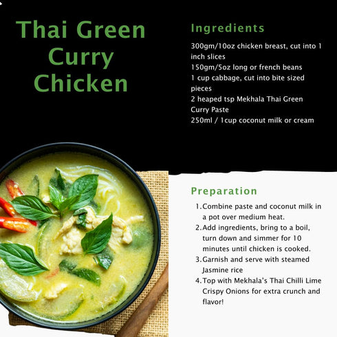 (3.52oz) (2.5oz) Mekhala Organic Gluten-Free Thai Green Curry Paste and Thai Chili Lime Crispy Onion Bundle