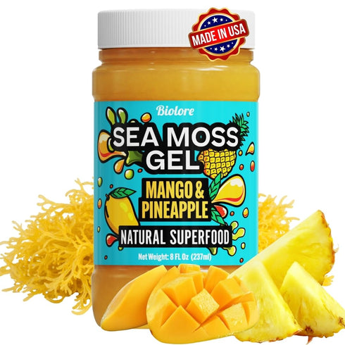 Biolore Sea Moss Gel Mango Pineapple Flavored Superfood with Natural Electrolytes Wildcrafted
