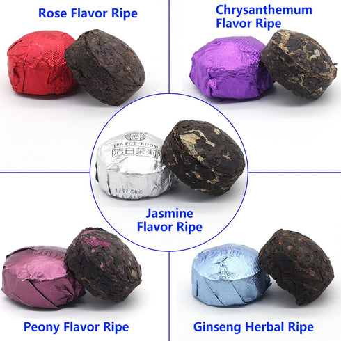 LWXLJMJZC Ripe Puerh Tea Mini Cake 30pcs (10 Tastes*3pcs) | Yunnan Pu-erh Tea | Mini Tuo Cha Black Tea Rice Balls