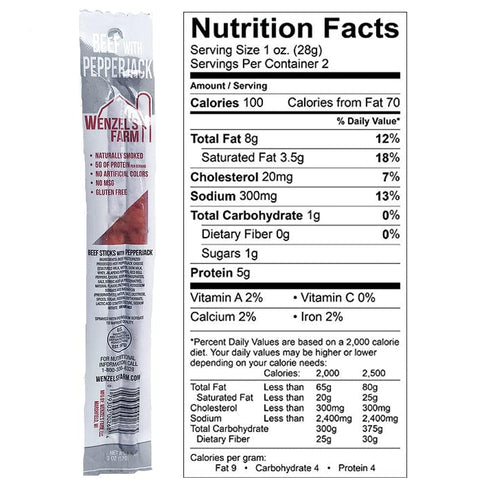 16 (8 packs 2) Pack Wenzels Farm Meat Sticks Snack Sticks Flavorful, Natural Smoked High Protein, Low Carb No MSG