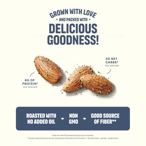 8 (Pack 1) Blue Diamond Almonds, Premium Sea Salt and Black Pepper Flavored Snack Nuts Perfect Mix for Lunches