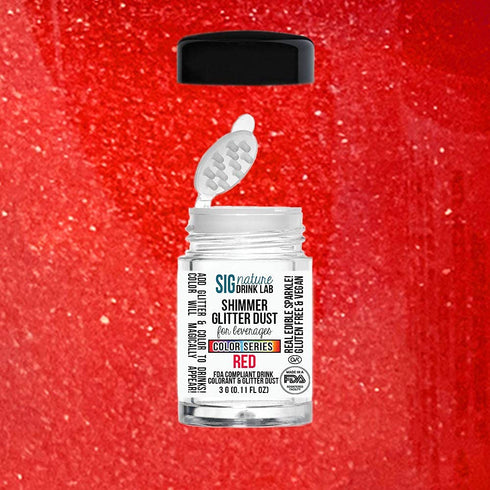 Color Series Shimmer Glitter Dust for Beverages, 3 Gram Sprinkler (Red)