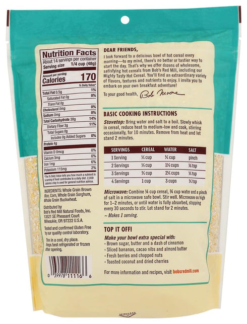 24oz (Pack 1) Bob's Red Mill Gluten Free Mighty Tasty Hot Cereal, of - Vegan, Whole Grain, Kosher