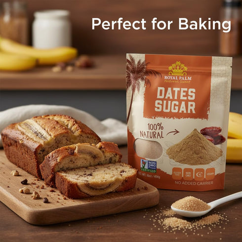 100% 16 oz Royal Palm Pure Date Sugar Natural Sweetener & Palm Sugar Alternative - Vegan, Gluten-Free, Non-GMO & Kosher
