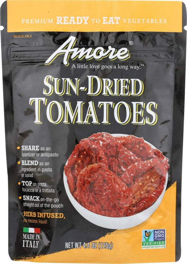 Amore Sun-Dried Tomatoes - Ready to Eat Snack Vegetables - 4.4 oz (Pack