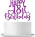 INNORU Purple Glitter Happy 18th Birthday Cake Topper - Cheers to 18 Years Birthday Party Decorations