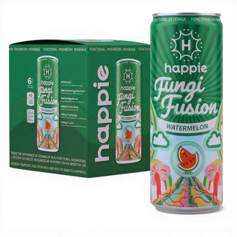 Happie Fungi Fusion Watermelon Sparkling Mushroom Drink with Lion's Mane (900mg), Cordyceps