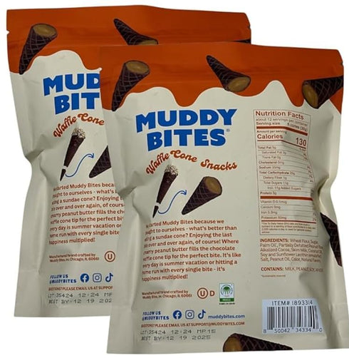 Generic 12.5 oz (pack 2) MuddyBites Peanut Butter Chocolate Waffle Cone Snacks