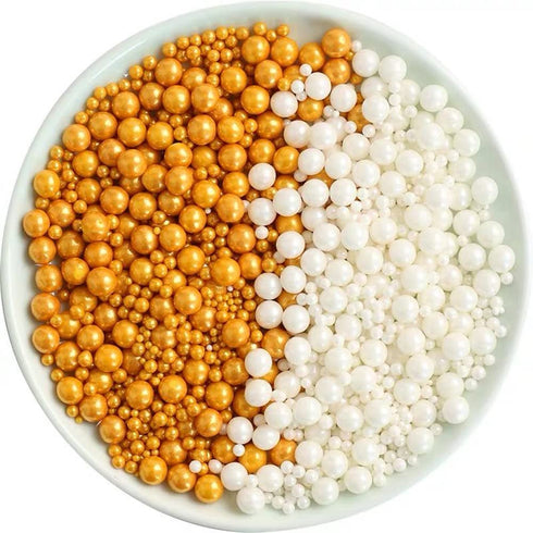 Edible White Sugar Pearls Candy Sprinkles, 120G Baking Cake Sprinkles for Cupcake and Cookie Decorations