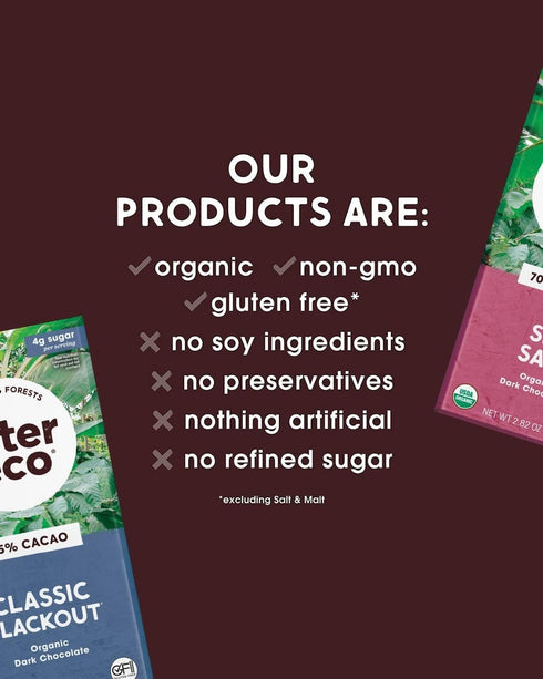 Pack 5pk 85%, 100% Alter Eco Dark Chocolate Variety Blackout Quinoa Crunch, Sea Salt Organic, Superdark Mint & Cacao