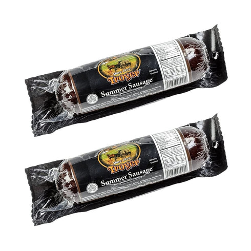 Troyer Cheese Inc Summer Sausage Plain from Amish Country Slice and Enjoy Pack of 2