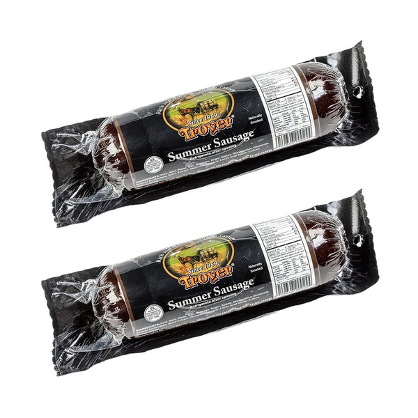 Troyer Cheese Inc Summer Sausage Plain from Amish Country Slice and Enjoy Pack of 2