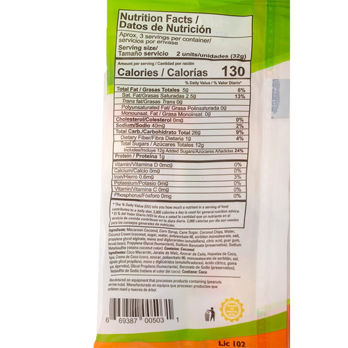 Dulzura 3.4 oz (Pack 1) Coconut Snacks - Light and Flaky Coconut Treats