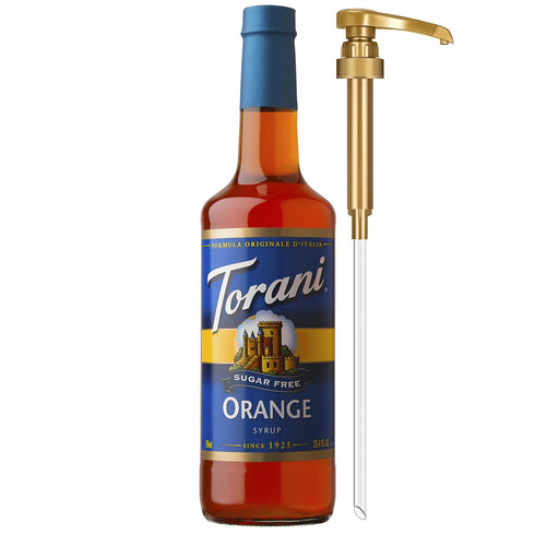 Torani Sugar Free Syrup, Orange Flavoring for Drinks, Zero Calorie, Glass Bottle