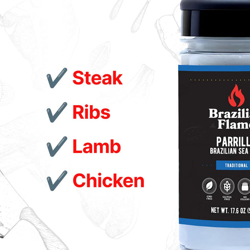17.6 oz Brazilian Flame Parrilla Seasoning - Parrilla Brazilian Sea Salt